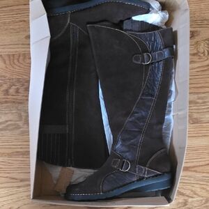 Clarks Dark Brown Heeled Boots